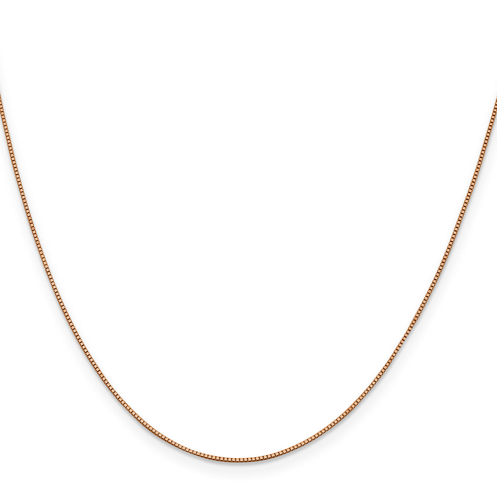 14K Rose Gold 22 inch .7mm Box Link with Lobster Clasp Chain