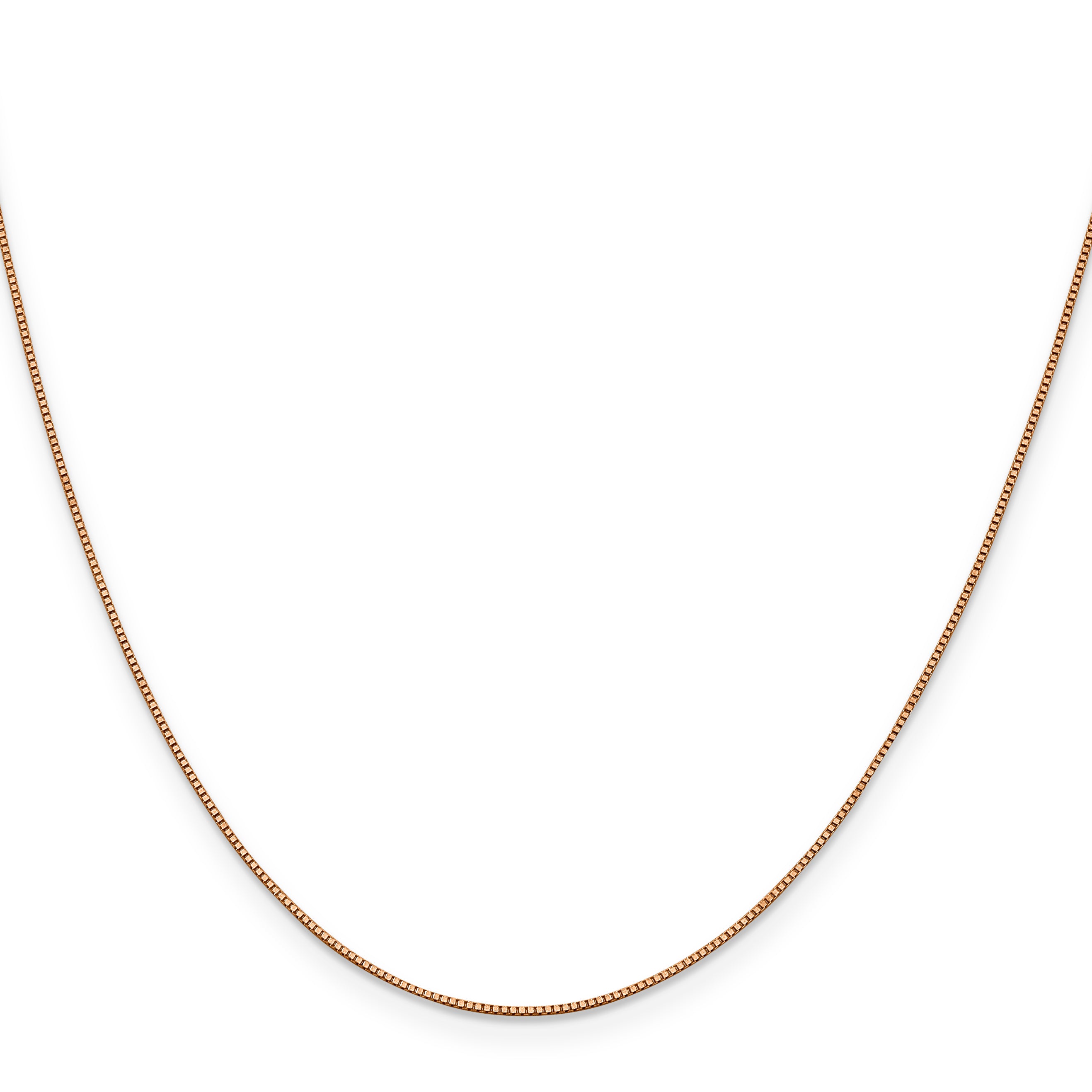 14K Rose Gold 22 inch .7mm Box Link with Lobster Clasp Chain