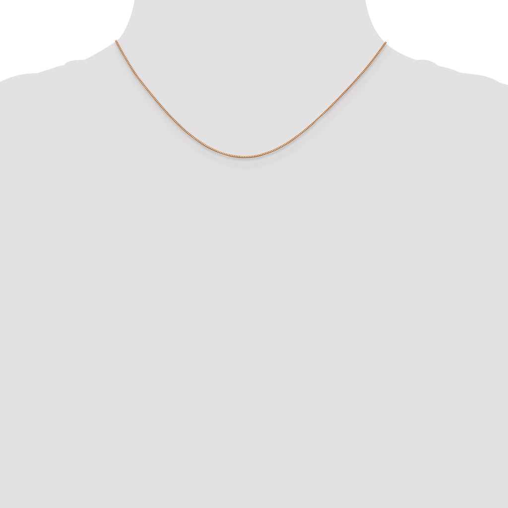 14K Rose Gold Solid Box Chain Necklace 0.7mm