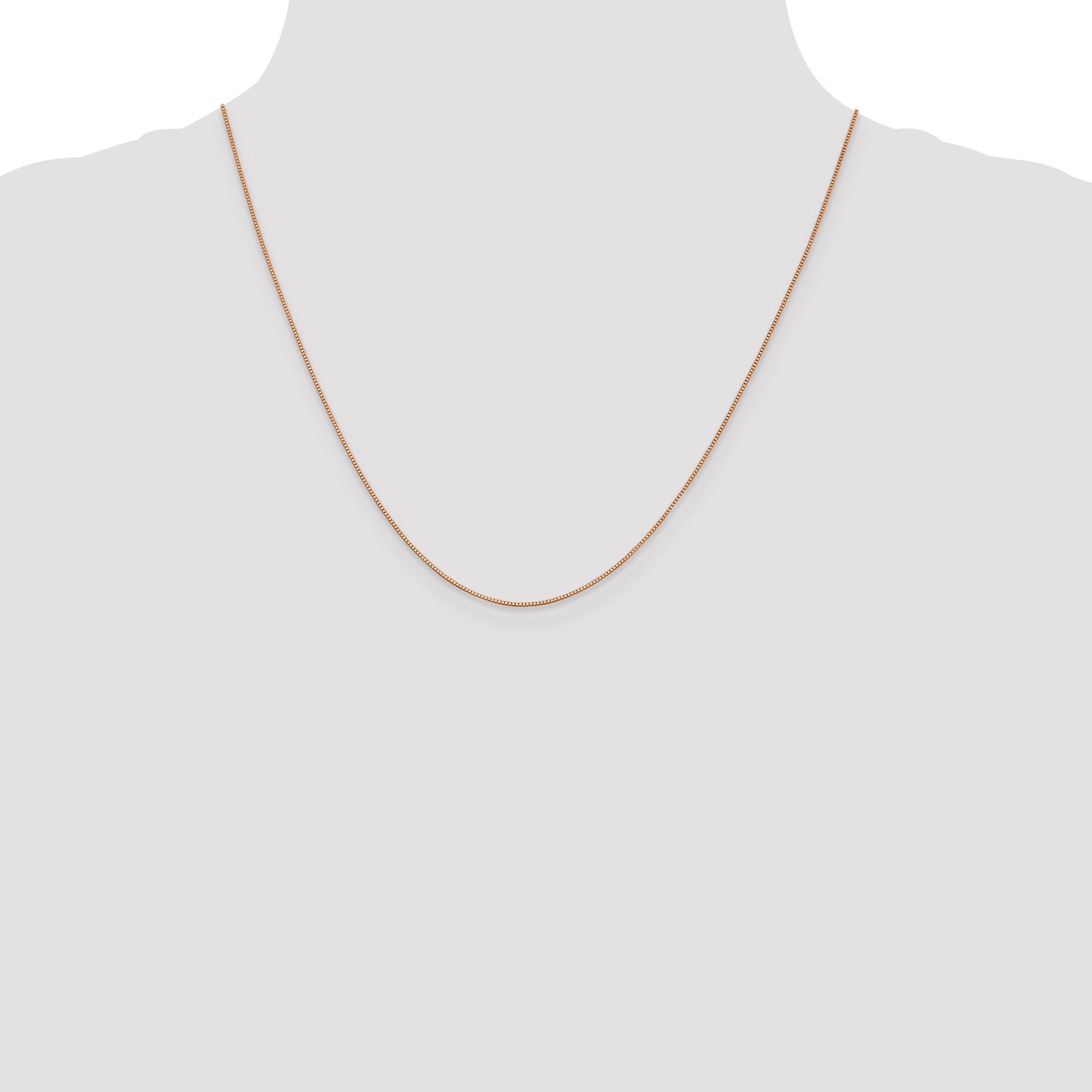 14K Rose Gold 20 inch .7mm Box Link with Lobster Clasp Chain