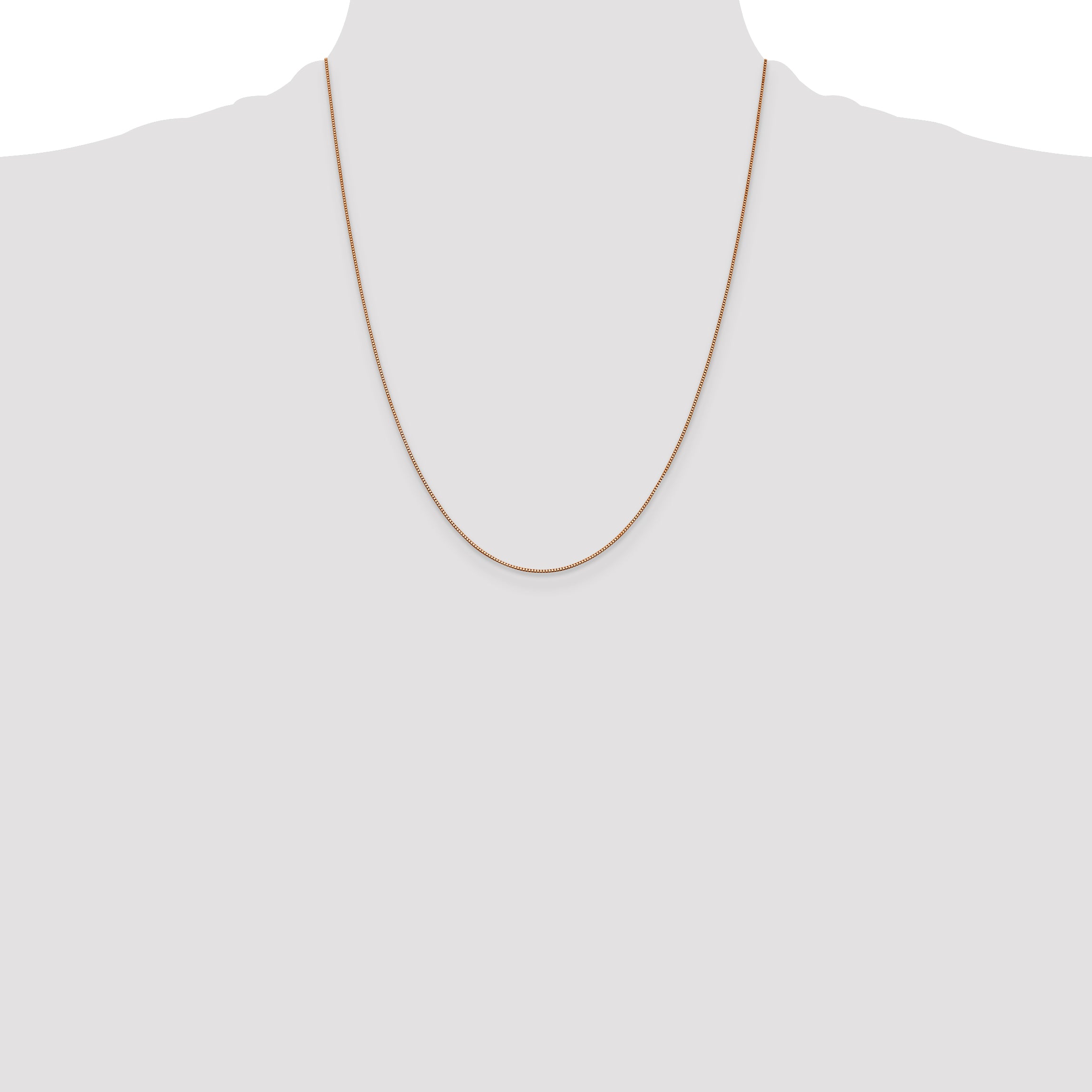 14K Rose Gold 22 inch .7mm Box Link with Lobster Clasp Chain