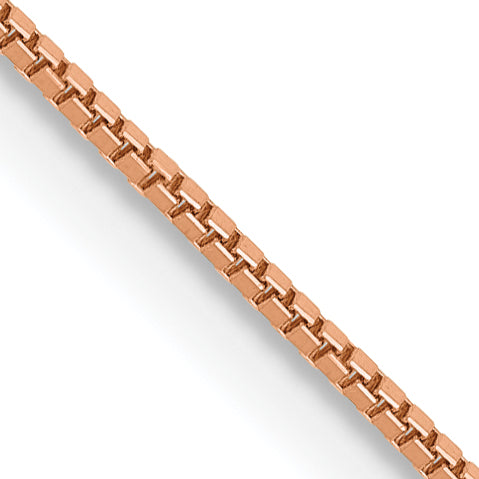 14K Rose Gold 22 inch .7mm Box Link with Lobster Clasp Chain