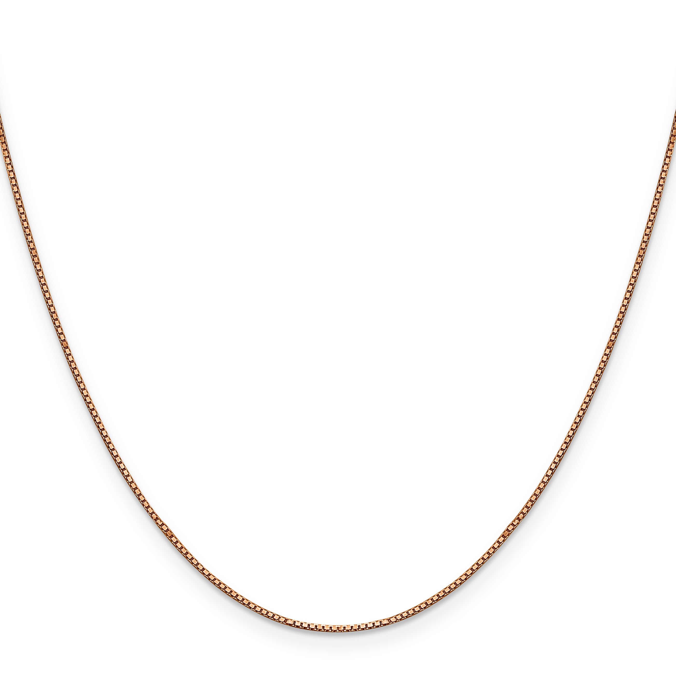 14K Rose Gold 24 inch .9mm Box Link with Lobster Clasp Chain