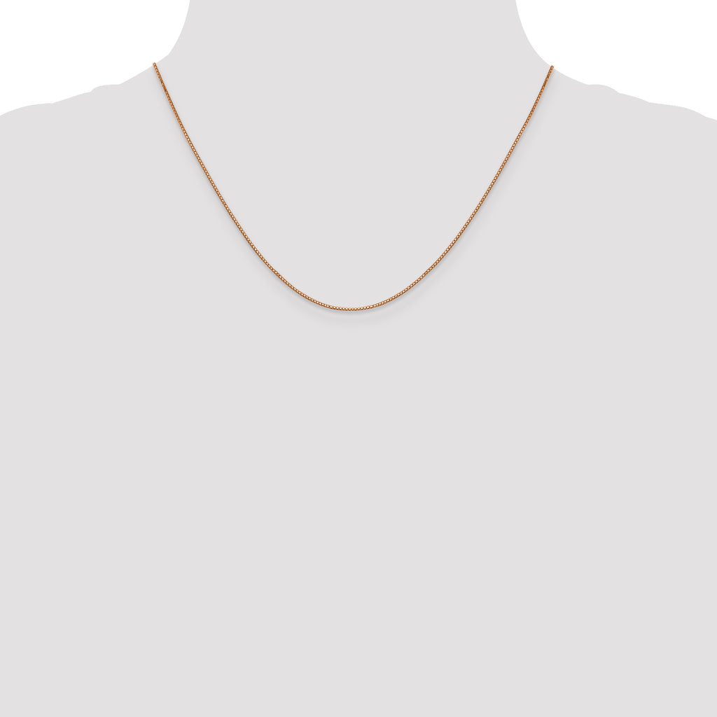14K Rose Gold Solid Box Chain Necklace 0.9mm
