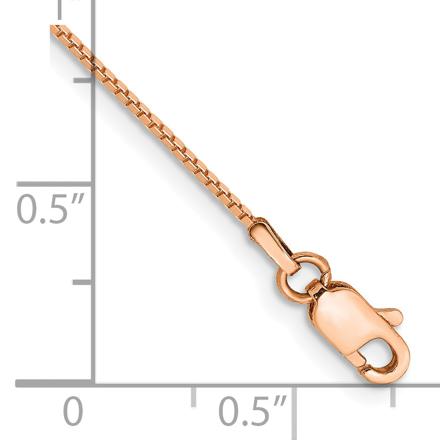 14K Rose Gold 7 inch .9mm Box Link with Lobster Clasp Bracelet Secondary image