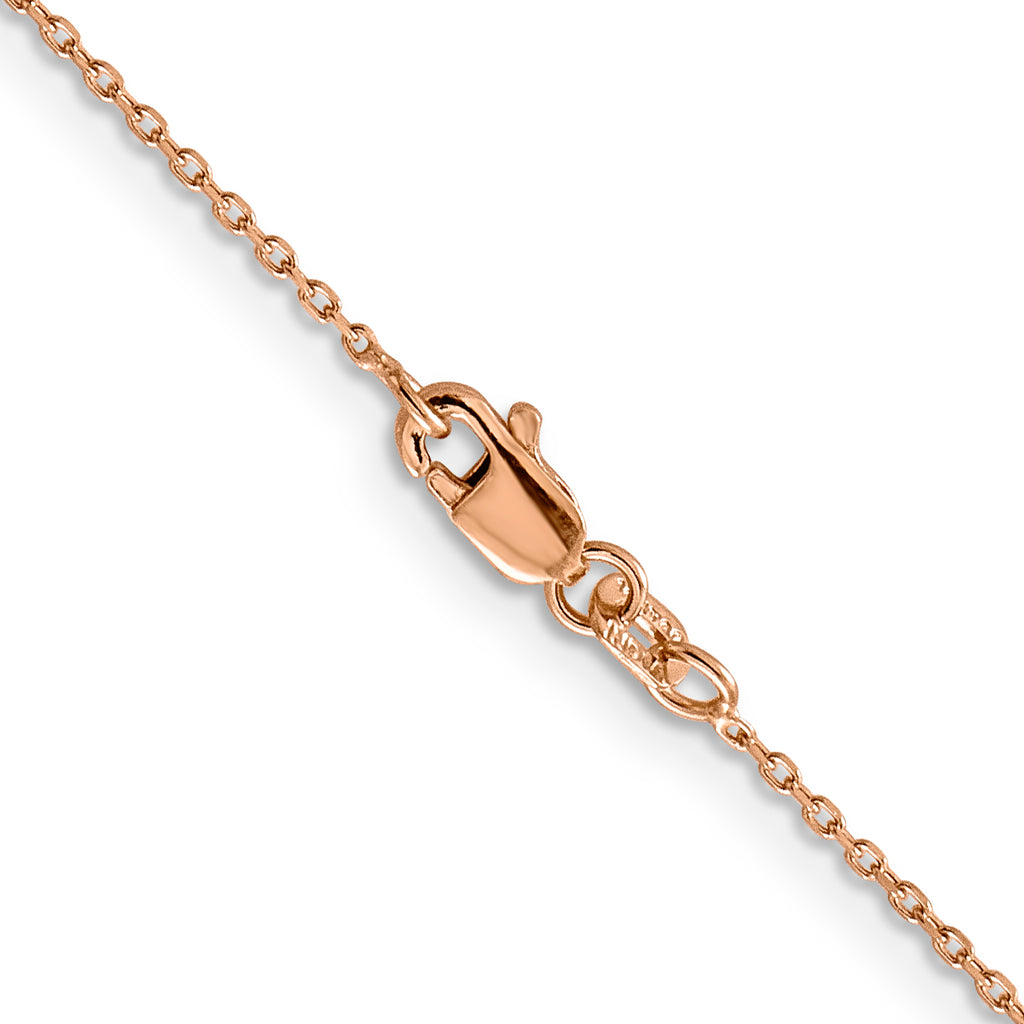 14K Rose Gold Solid Diamond-Cut Cable Chain Necklace 1mm