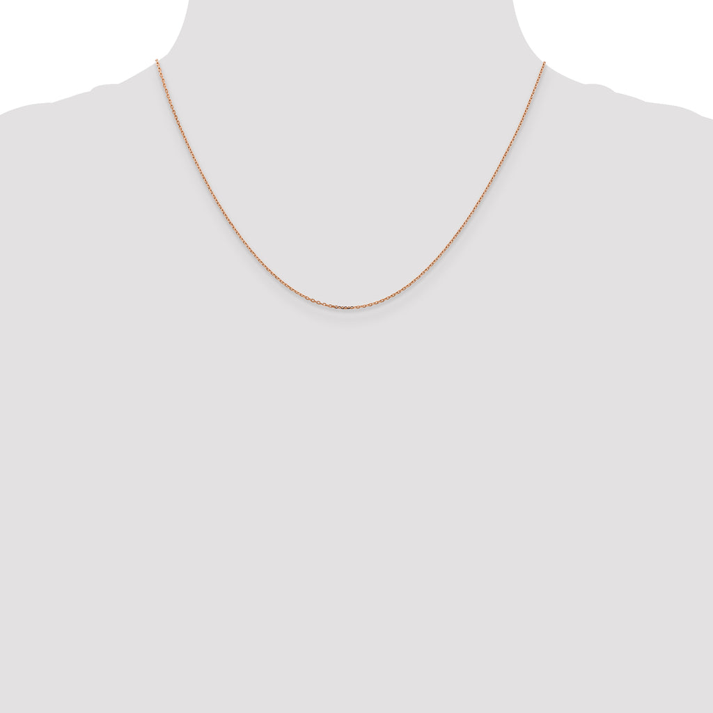 14K Rose Gold Solid Diamond-Cut Cable Chain Necklace 1mm