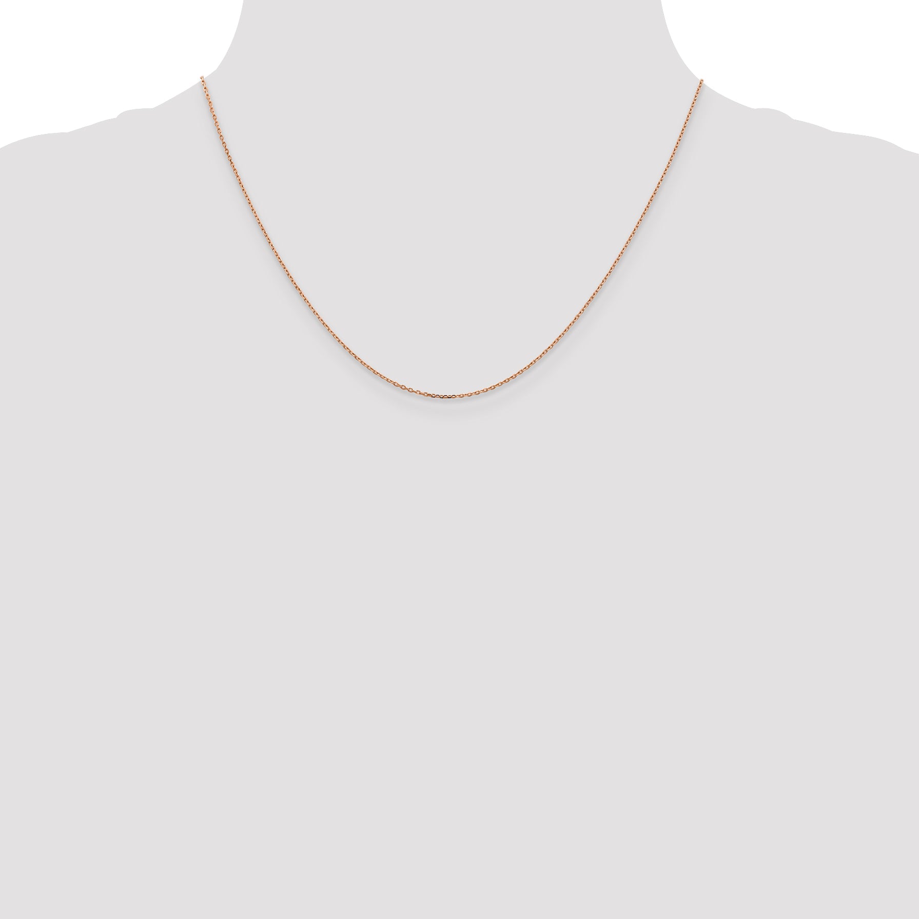 14K Rose Gold Solid Diamond-Cut Cable Chain Necklace 1mm