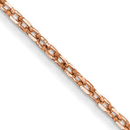 14K Rose Gold 16 inch 1.10mm Diamond-Cut Cable with Lobster Clasp Chain