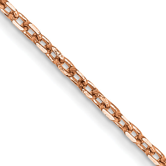 14K Rose Gold Solid Diamond-Cut Cable Chain Necklace 1mm