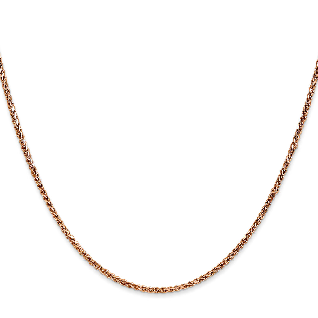 14K Rose Gold 30 inch 1.7mm Diamond-Cut Spiga with Lobster Clasp Chain