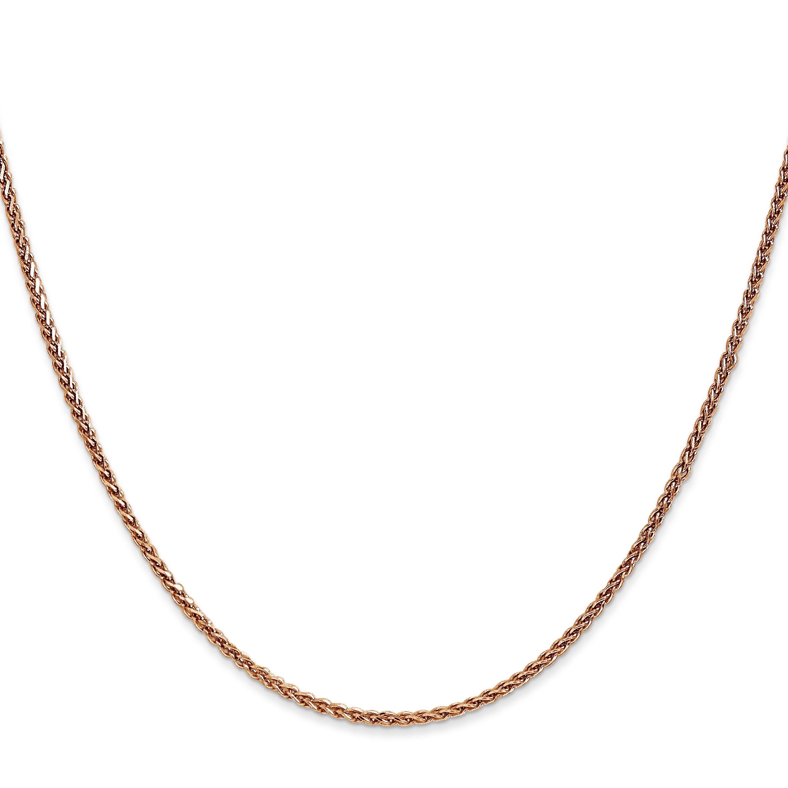 14K Rose Gold 30 inch 1.7mm Diamond-Cut Spiga with Lobster Clasp Chain