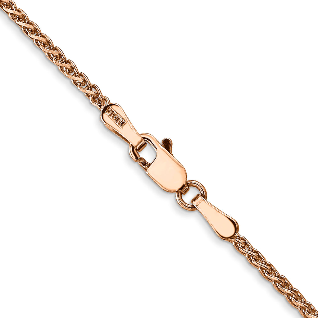 14K Rose Gold 30 inch 1.7mm Diamond-Cut Spiga with Lobster Clasp Chain