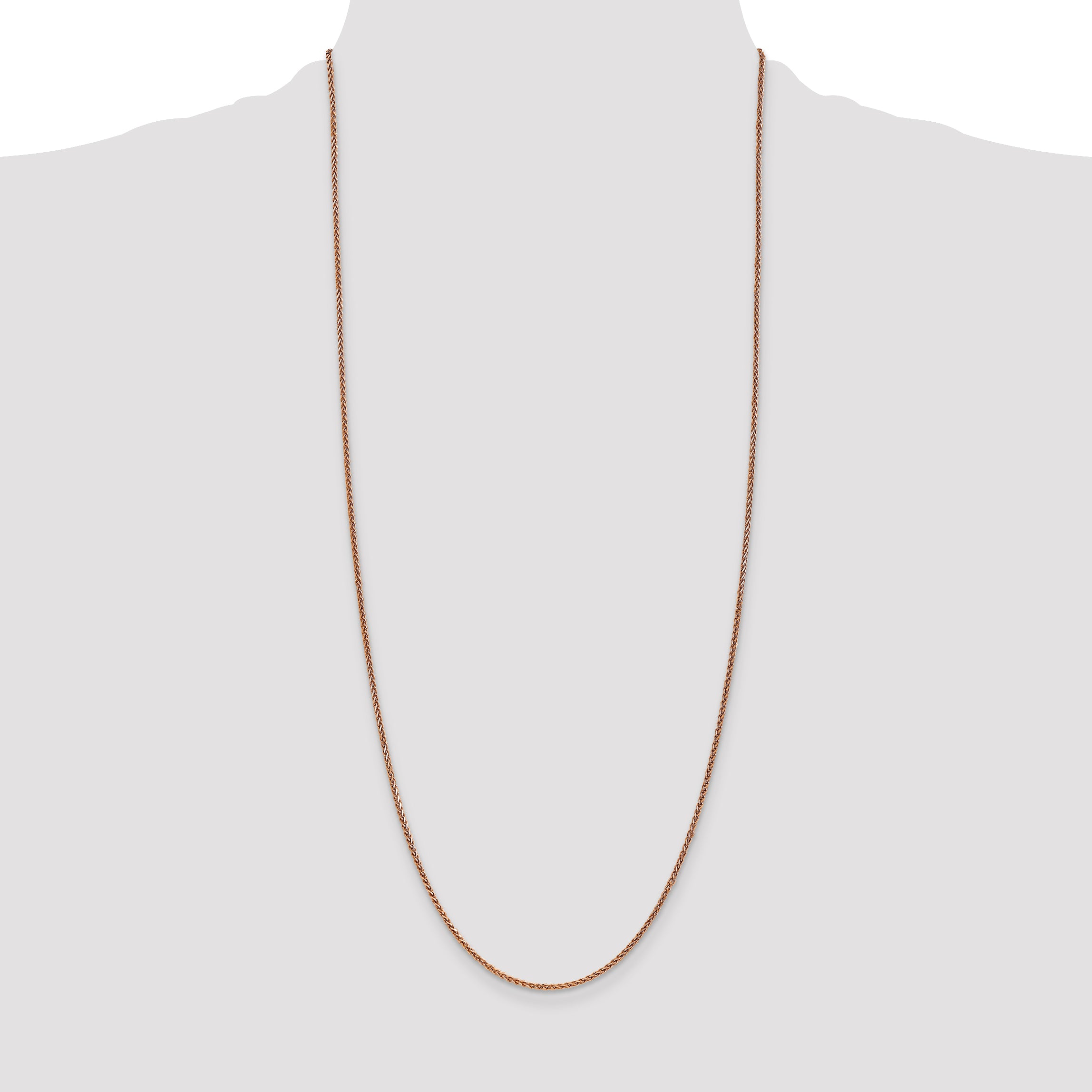 14K Rose Gold 30 inch 1.7mm Diamond-Cut Spiga with Lobster Clasp Chain
