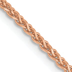 14K Rose Gold Solid Diamond-Cut Wheat Chain Necklace 1.7mm