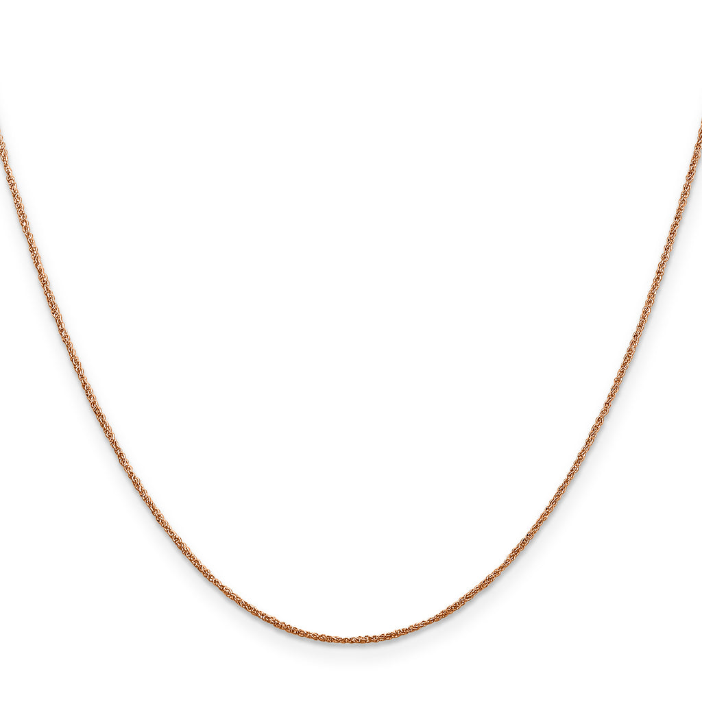 14K Rose Gold Solid Rope Chain Necklace 0.7mm