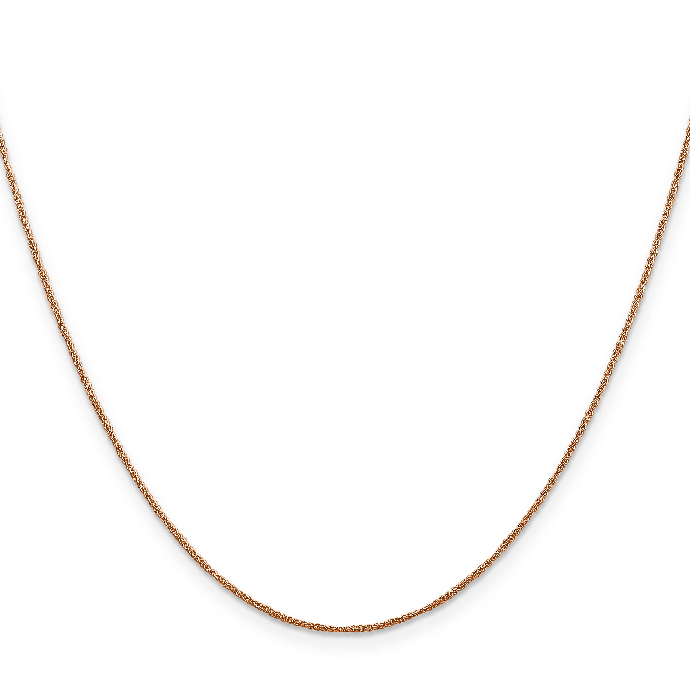 14K Rose Gold Solid Rope Chain Necklace 0.7mm