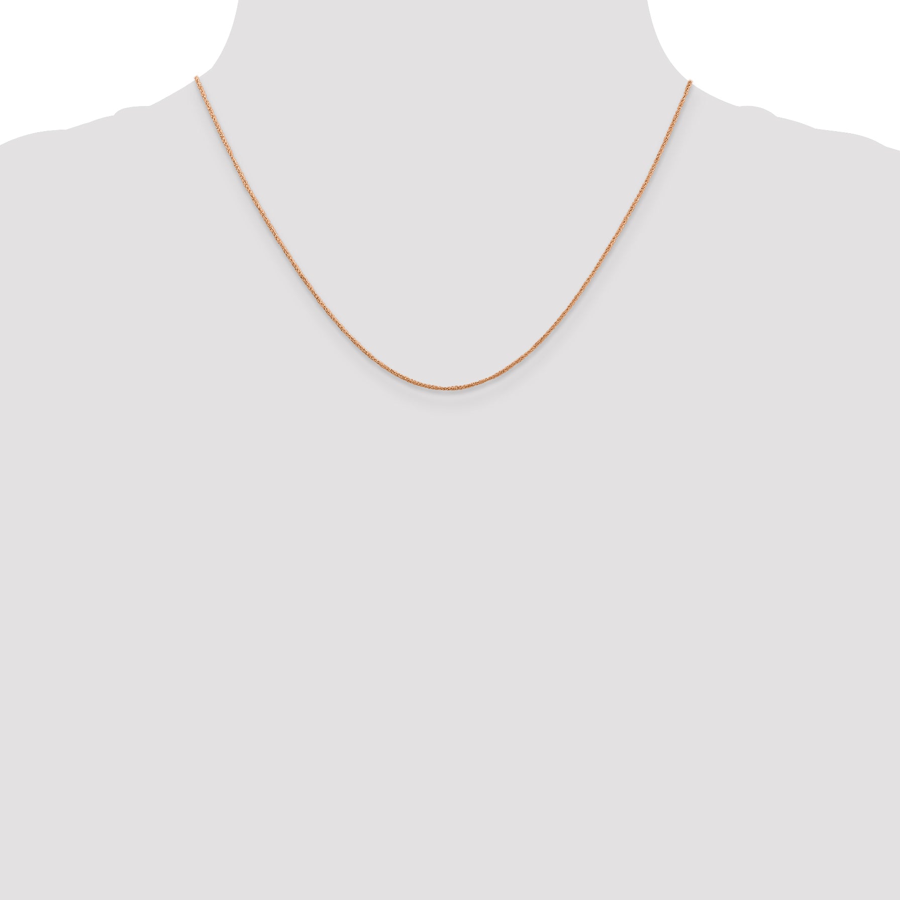 14K Rose Gold Solid Rope Chain Necklace 0.7mm