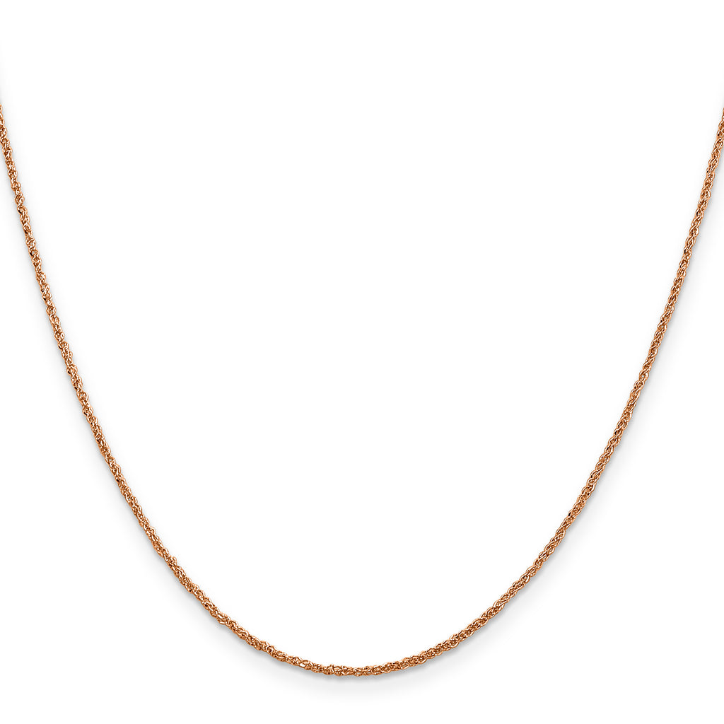 14K Rose Gold Solid Rope Chain Necklace 1.1mm