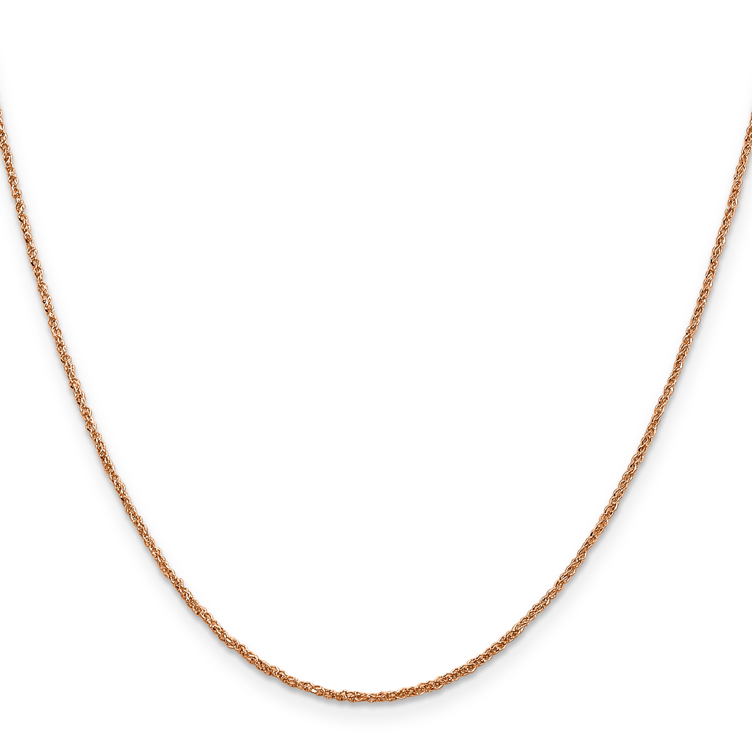 14K Rose Gold Solid Rope Chain Necklace 1.1mm