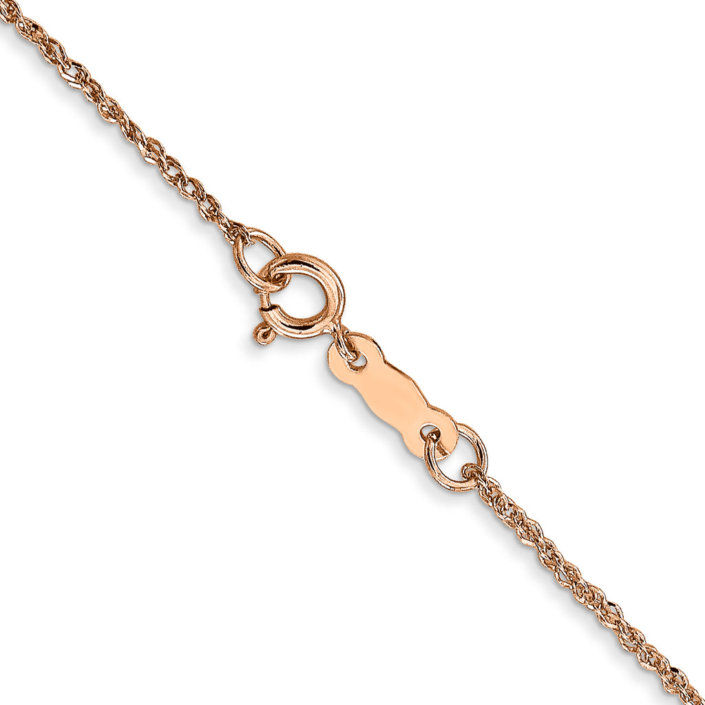 14K Rose Gold Solid Rope Chain Necklace 1.1mm