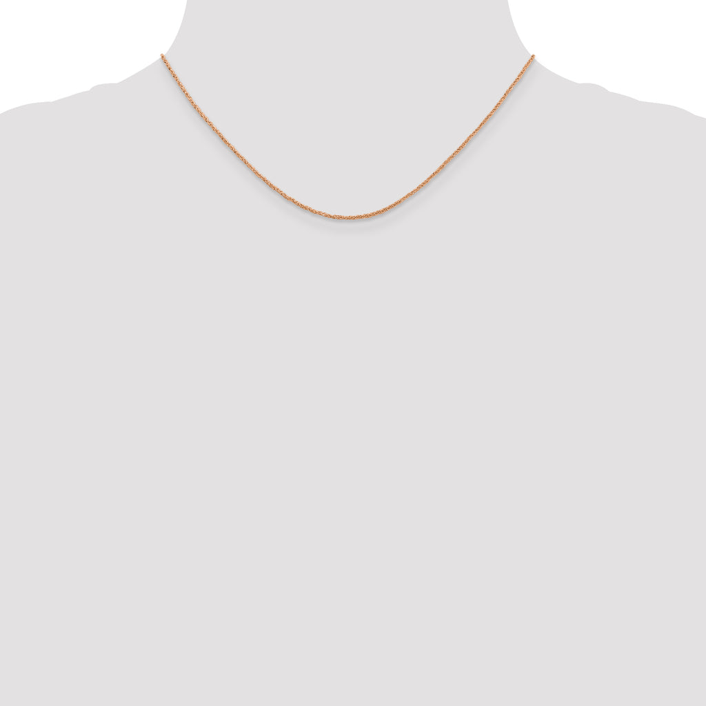 14K Rose Gold Solid Rope Chain Necklace 1.1mm