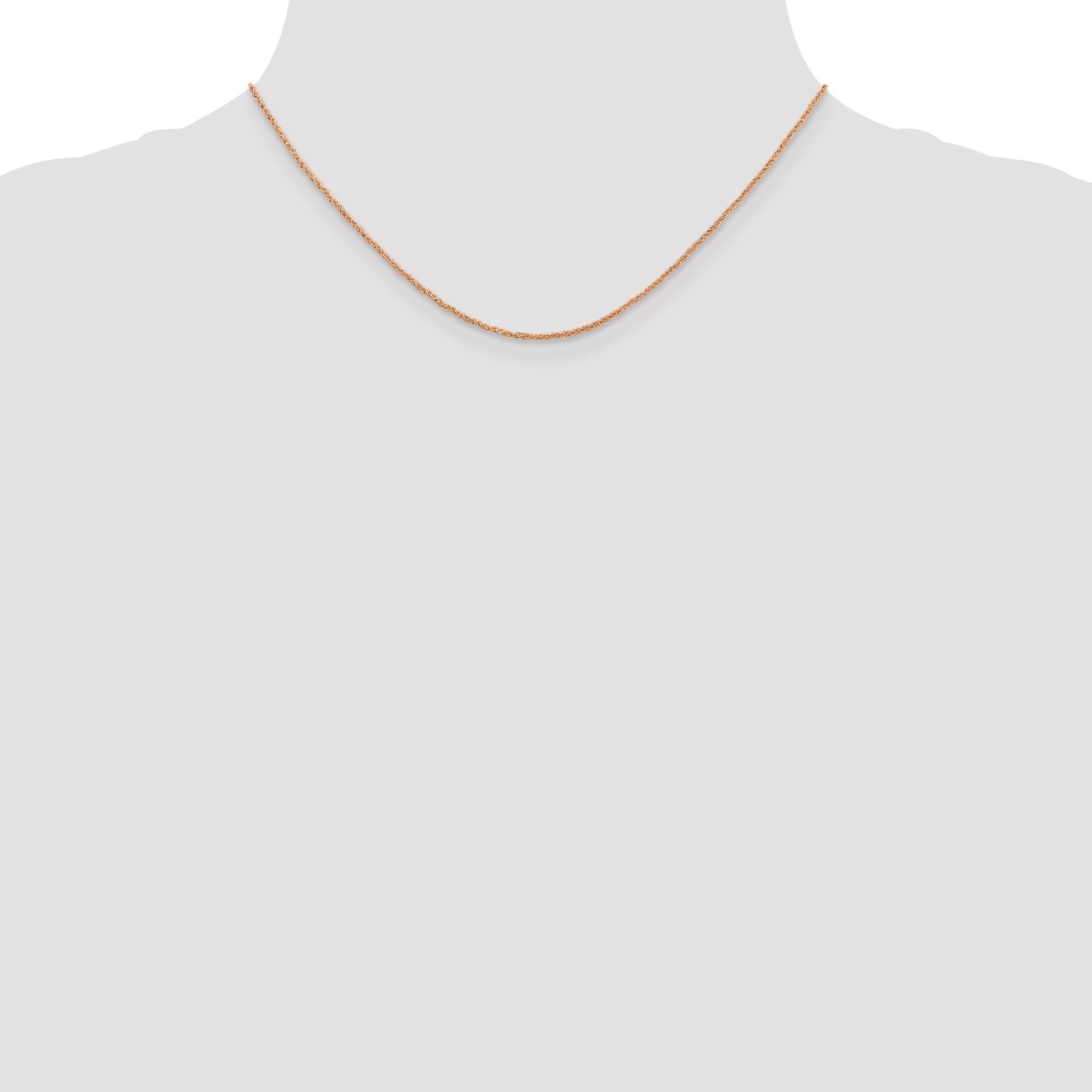 14K Rose Gold Solid Rope Chain Necklace 1.1mm