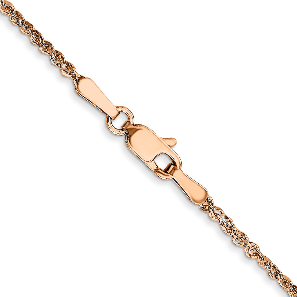 14K Rose Gold 10 inch  1.7mm Ropa with Lobster Clasp Anklet