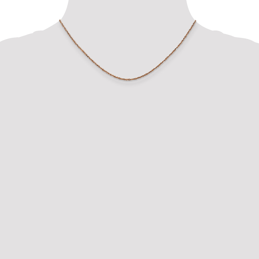 14K Rose Gold Solid Rope Chain Necklace 1.7mm