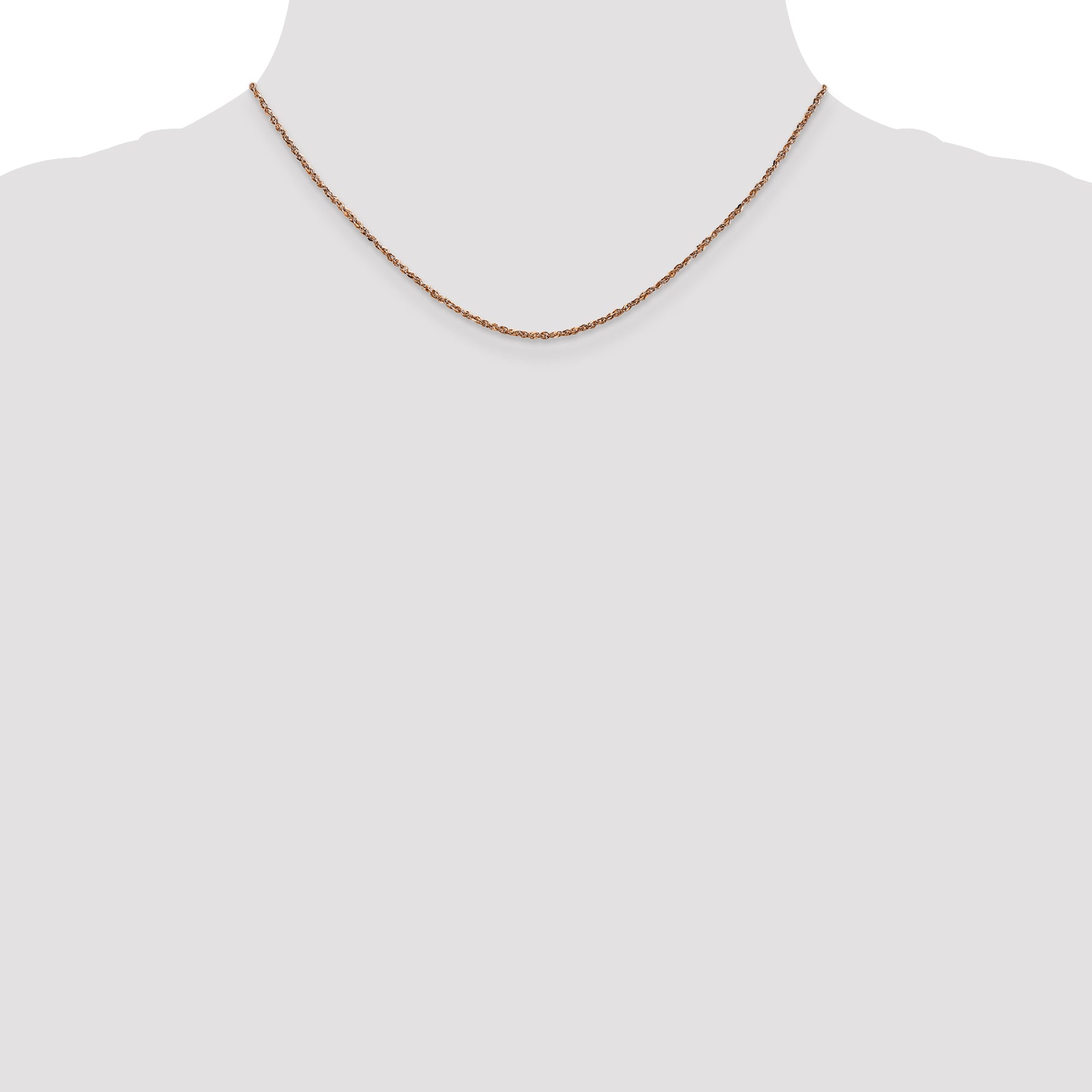14K Rose Gold Solid Rope Chain Necklace 1.7mm