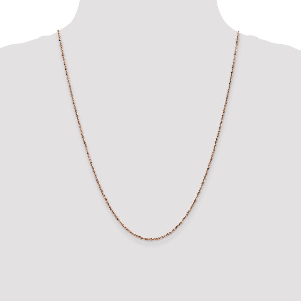 14K Rose Gold 10 inch  1.7mm Ropa with Lobster Clasp Anklet