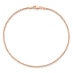 14K Rose Gold 10 inch  1.7mm Ropa with Lobster Clasp Anklet