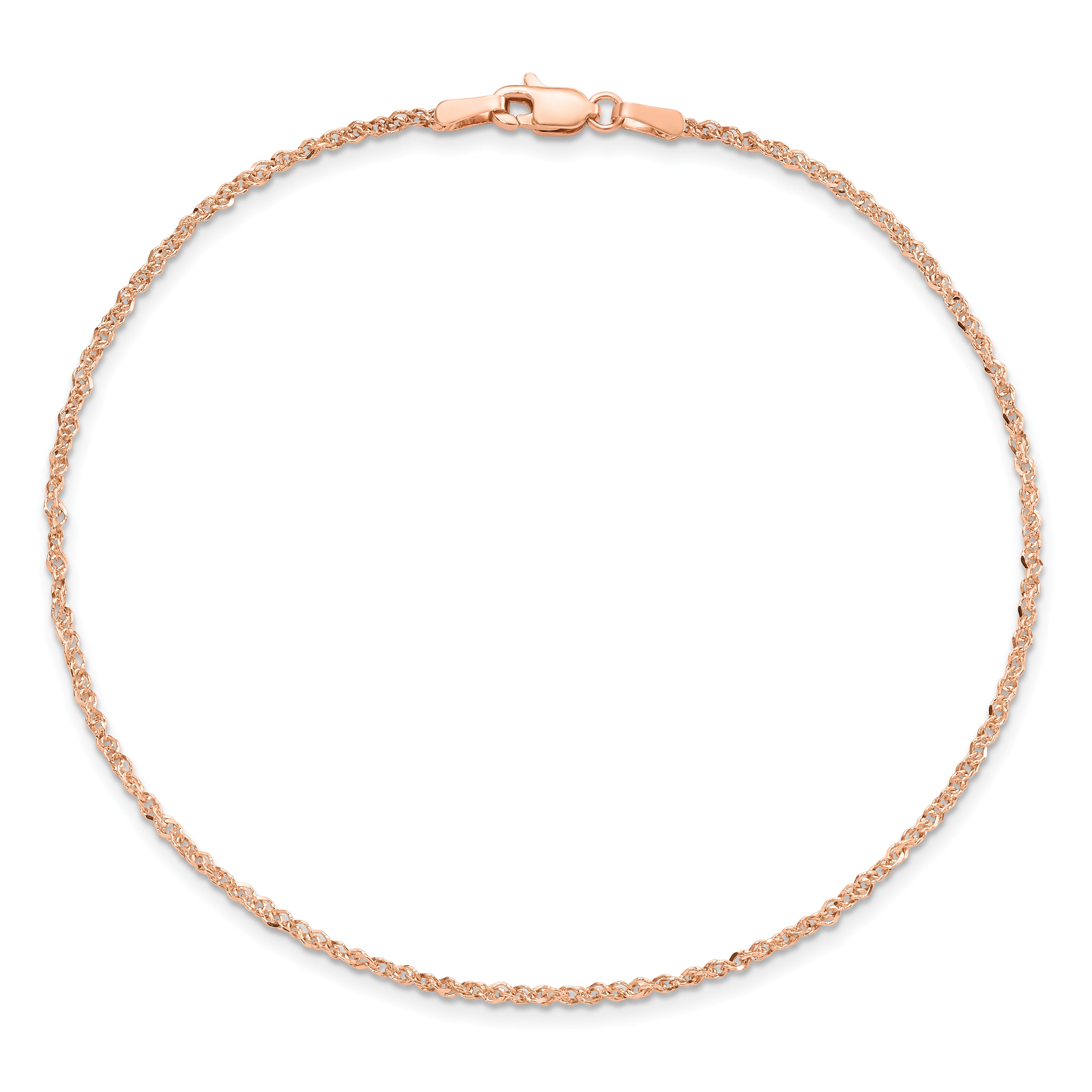 14K Rose Gold 10 inch  1.7mm Ropa with Lobster Clasp Anklet