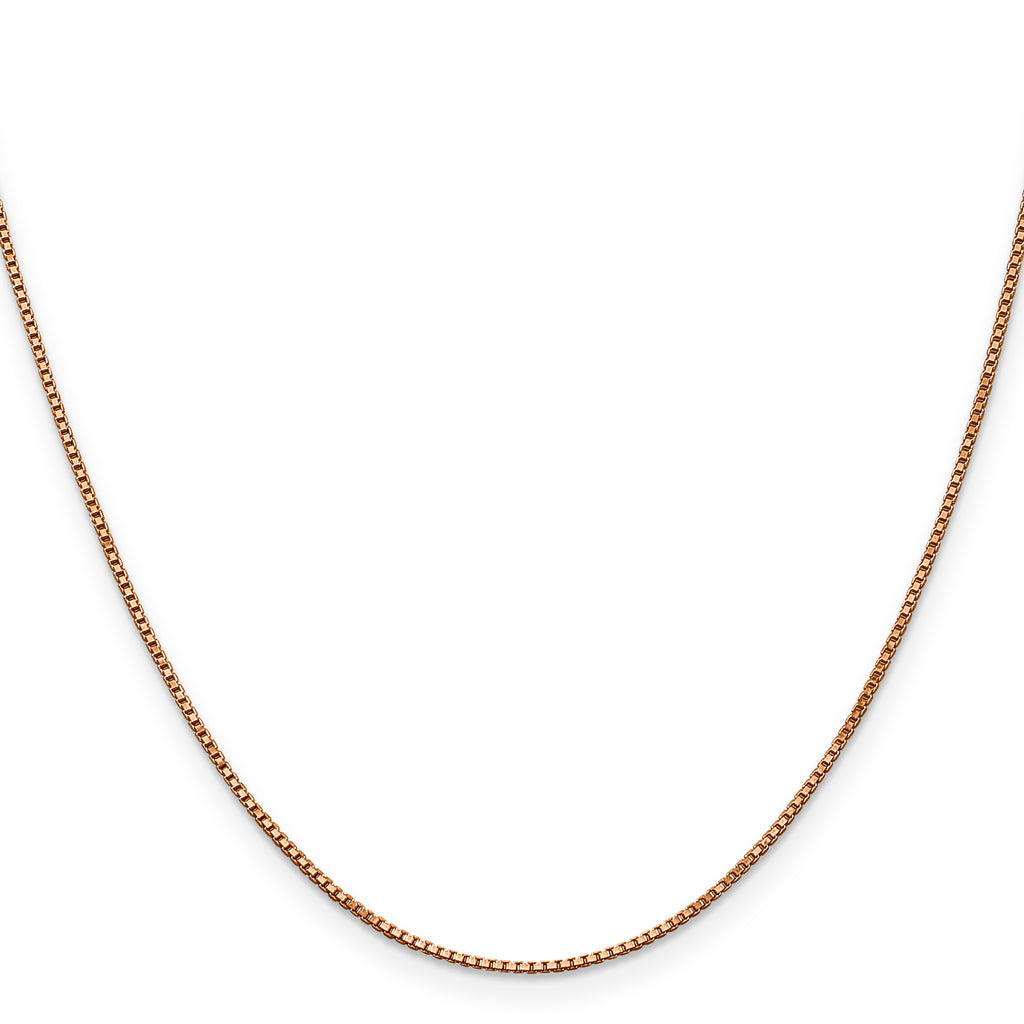 14K Rose Gold Solid Box Chain Necklace 1mm