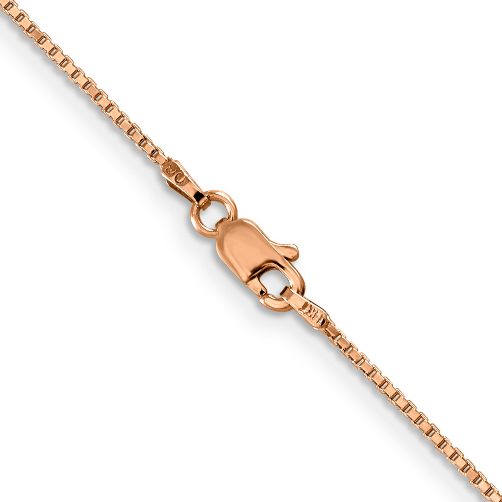 14K Rose Gold 8 inch 1mm Box Link with Lobster Clasp Bracelet