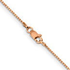 14K Rose Gold 8 inch 1mm Box Link with Lobster Clasp Bracelet
