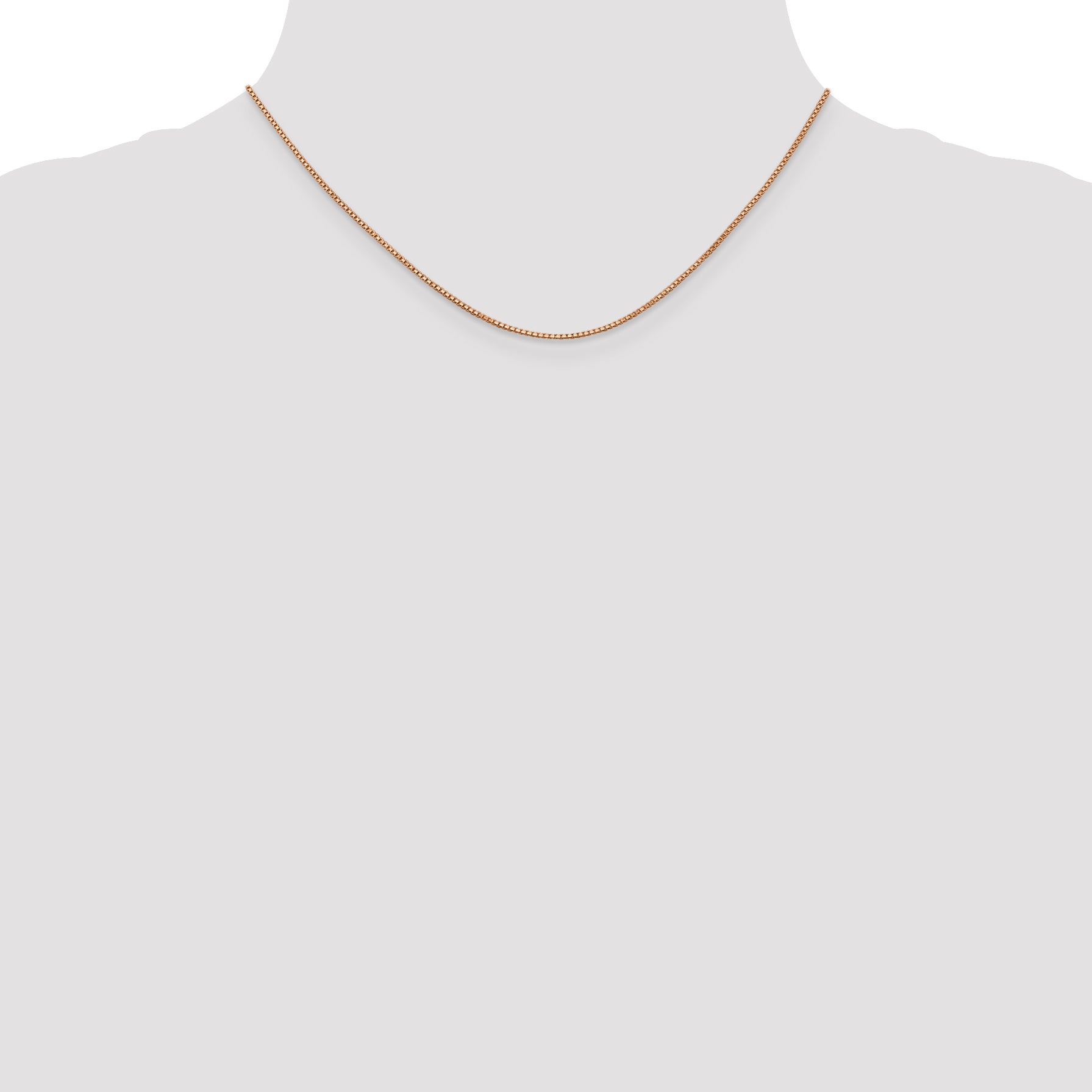 14K Rose Gold Solid Box Chain Necklace 1mm