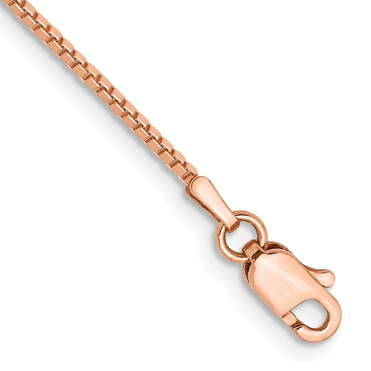 14K Rose Gold 7 inch 1mm Box Link with Lobster Clasp Bracelet Main image