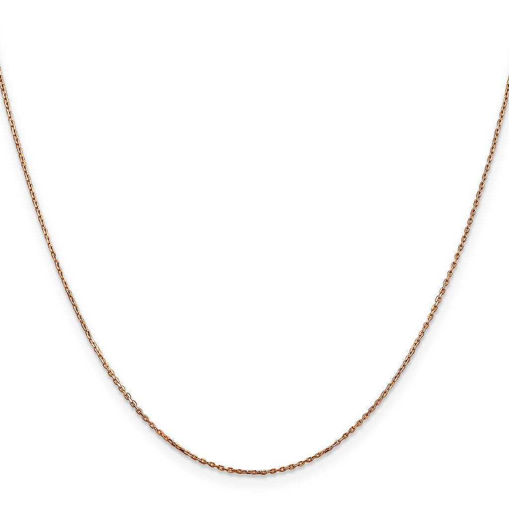 14K Rose Gold 16 inch .8mm Diamond-Cut Cable with Lobster Clasp Chain