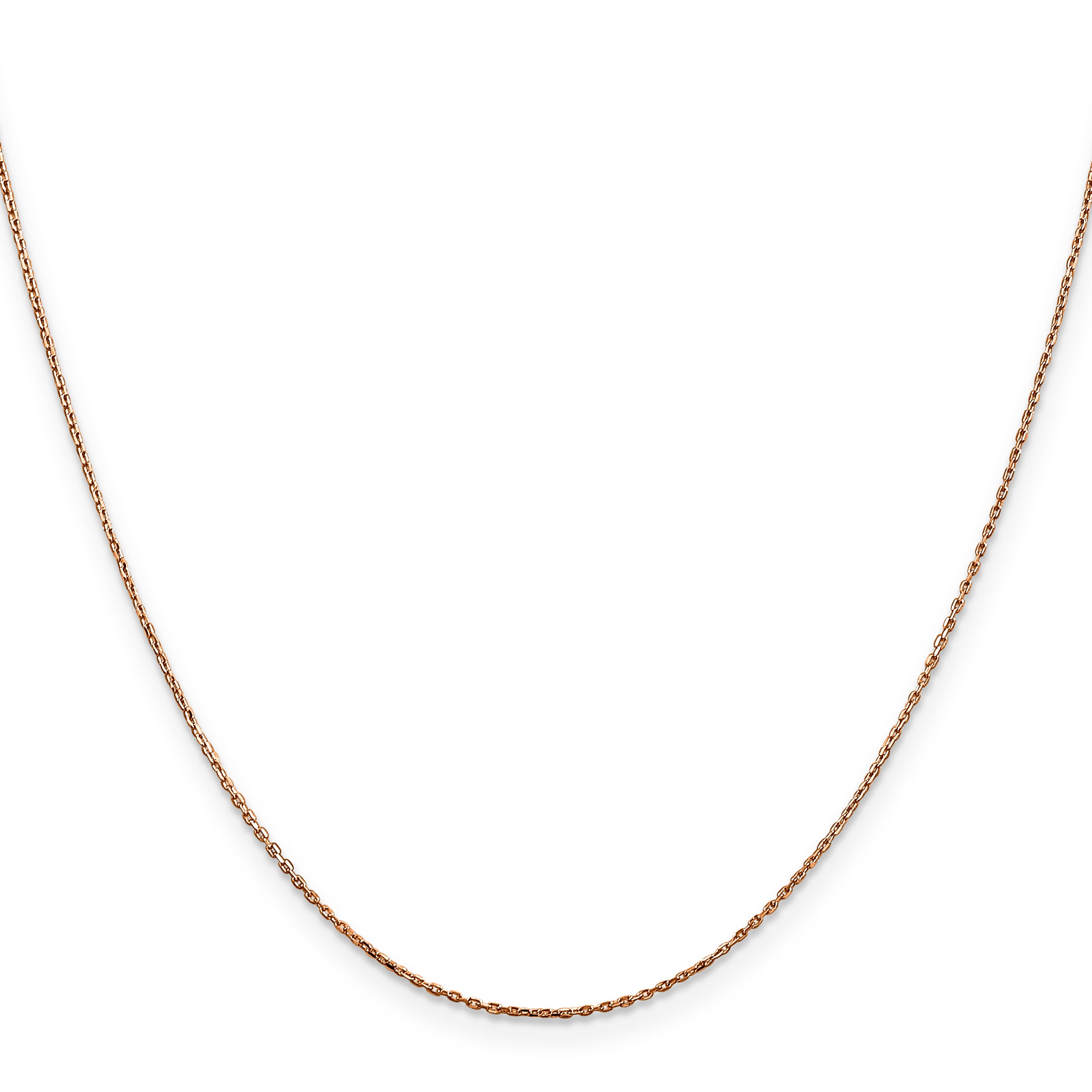 14K Rose Gold 16 inch .8mm Diamond-Cut Cable with Lobster Clasp Chain