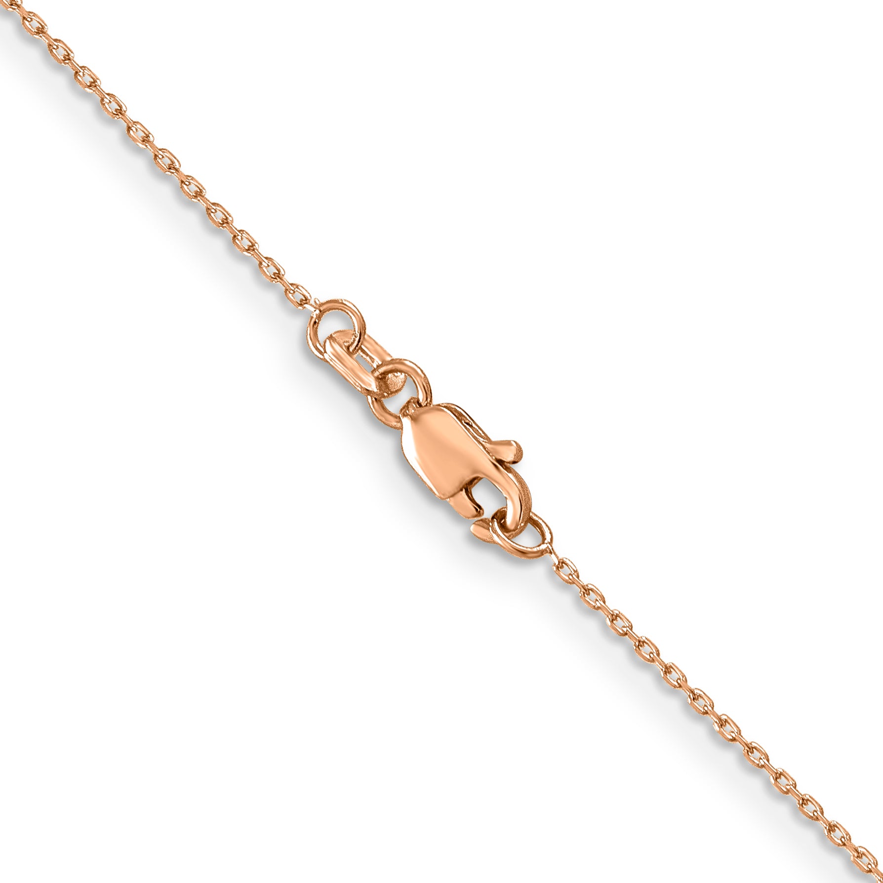 14K Rose Gold Solid Diamond-Cut Cable Chain Necklace 0.8mm