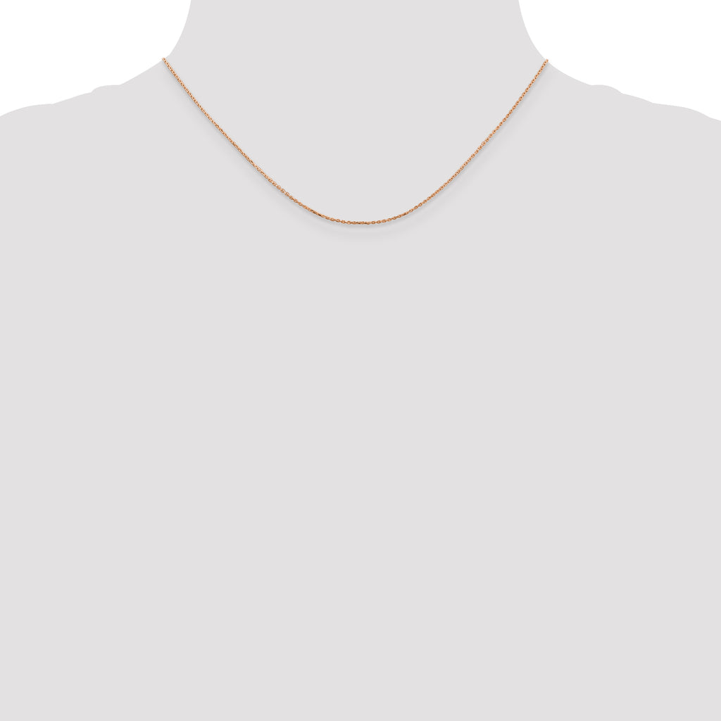 14K Rose Gold 16 inch .8mm Diamond-Cut Cable with Lobster Clasp Chain