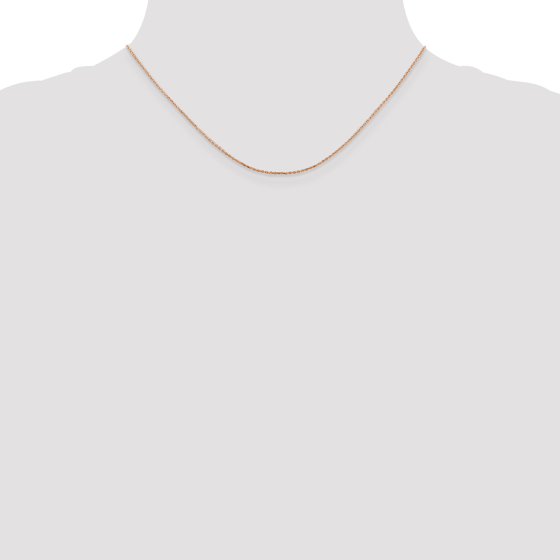 14K Rose Gold 16 inch .8mm Diamond-Cut Cable with Lobster Clasp Chain