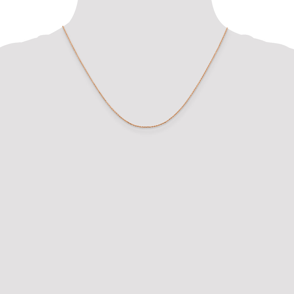 14K Rose Gold Solid Diamond-Cut Cable Chain Necklace 0.8mm