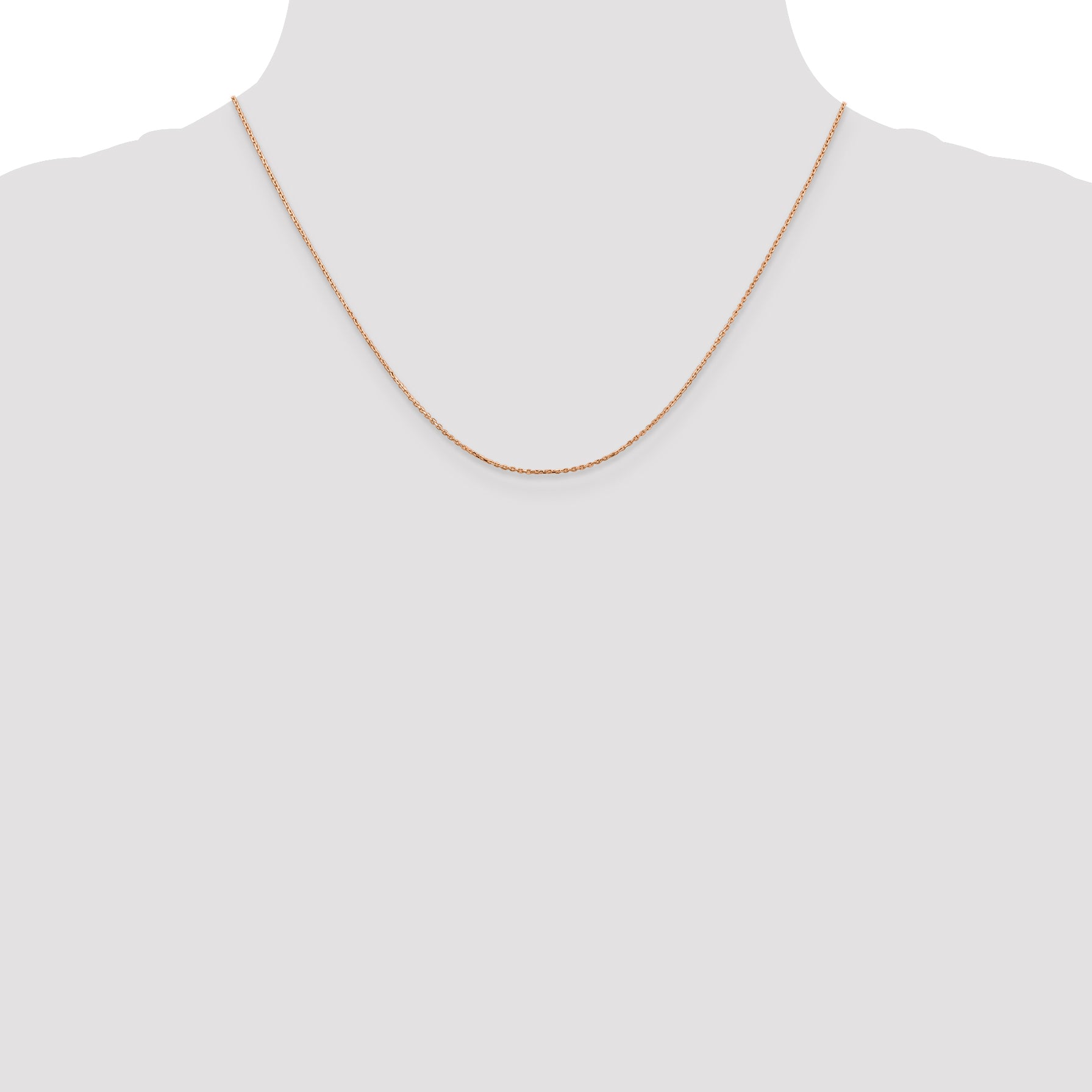 14K Rose Gold Solid Diamond-Cut Cable Chain Necklace 0.8mm