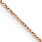 14K Rose Gold Solid Diamond-Cut Cable Chain Necklace 0.8mm
