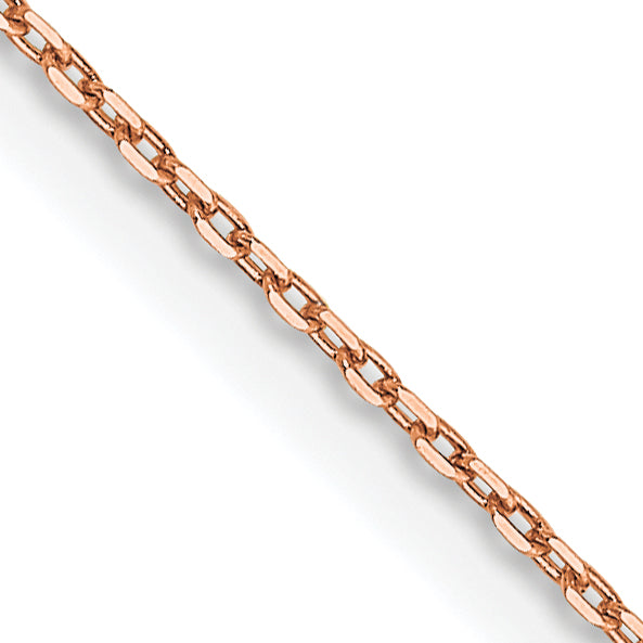 14K Rose Gold Solid Diamond-Cut Cable Chain Necklace 0.8mm