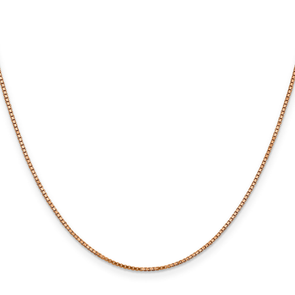 14K Rose Gold 8 inch 1.10mm Box Link with Lobster Clasp Bracelet