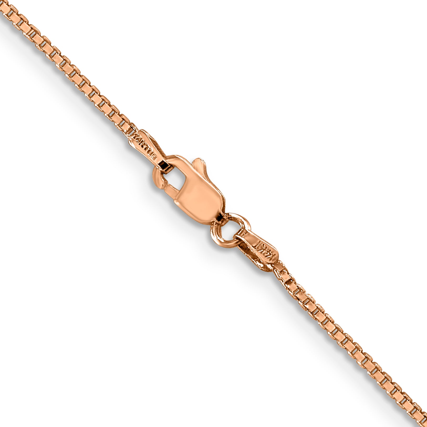 14K Rose Gold 8 inch 1.10mm Box Link with Lobster Clasp Bracelet