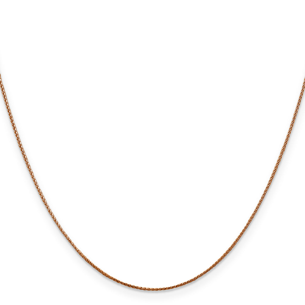 14K Rose Gold Solid Diamond-Cut Wheat Chain Necklace 0.85mm